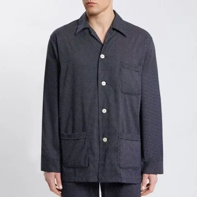 
MGOO Black Polka Dot Collar Comfy Long Sleeve Button Men Pajamas Set 