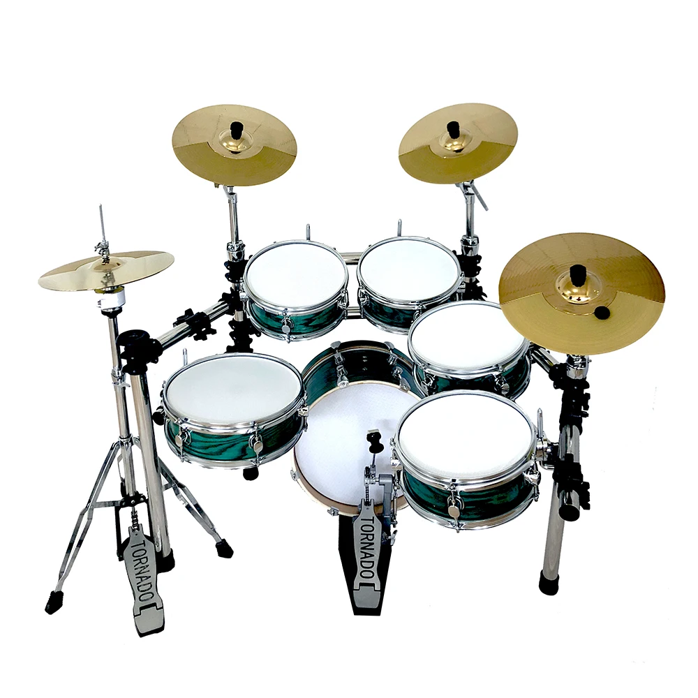 
EDS Mesh Head Wooden Digital Drum Set 9-piece Electronic Drumset 