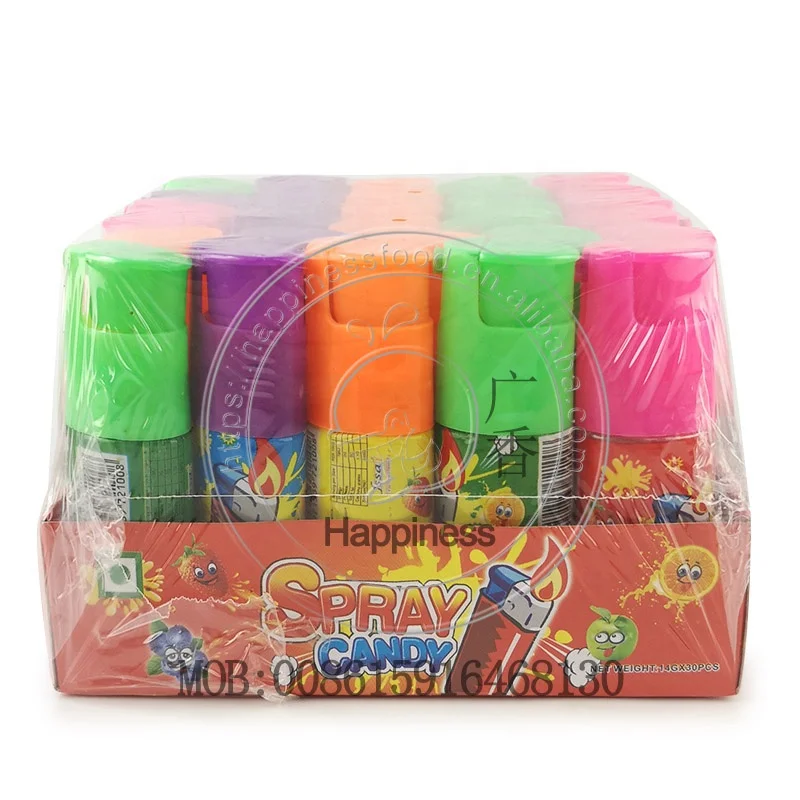 hot sale gas lighter shape fruity sour liquid spray candy