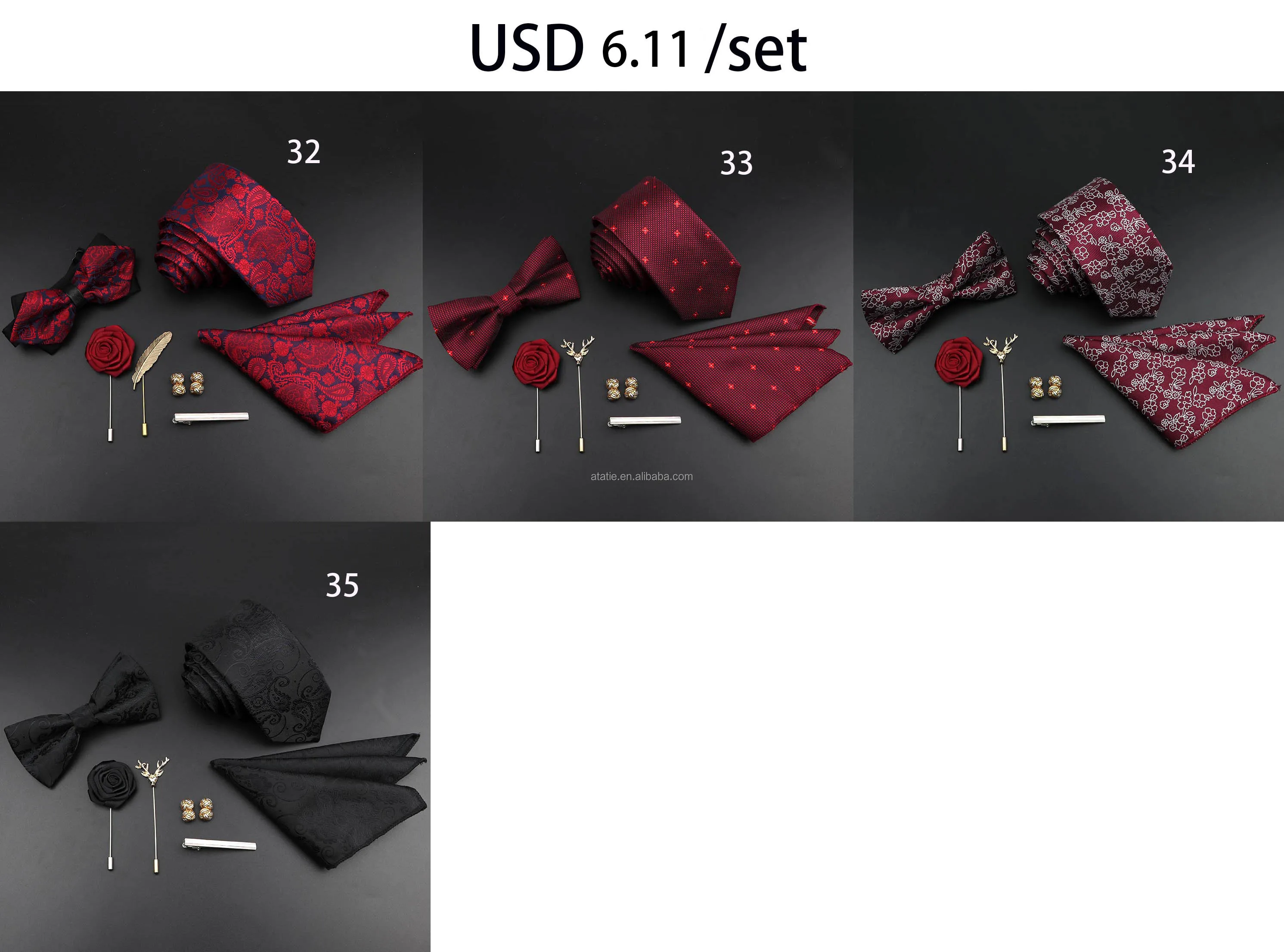 Новый однотонный Шелковый мужской комплект из галстука и бабочки полиэстера жаккарда винтажный Красный синий галстук для жениха деловой свадебный костюм