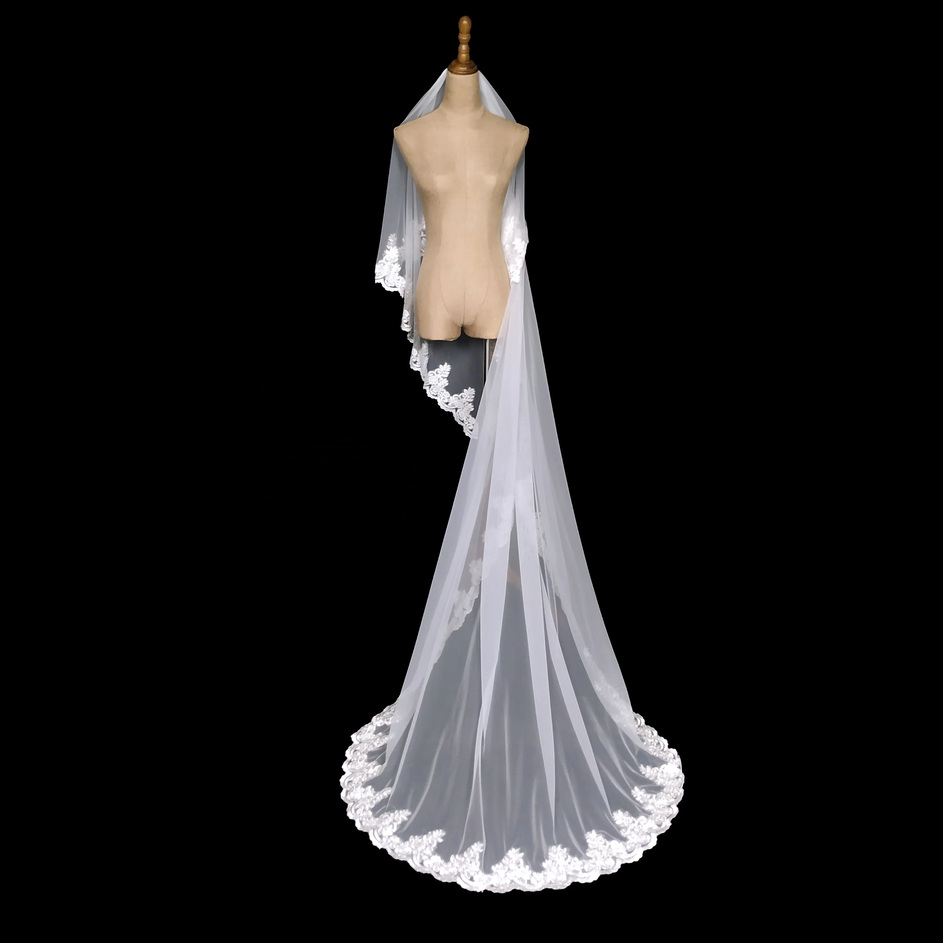 
Palace style silver lace bride veil 