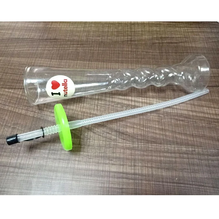 Torch shape 380ml/500ml disposable pet wine bottle plastic slush yard drink ice cup with custom logo