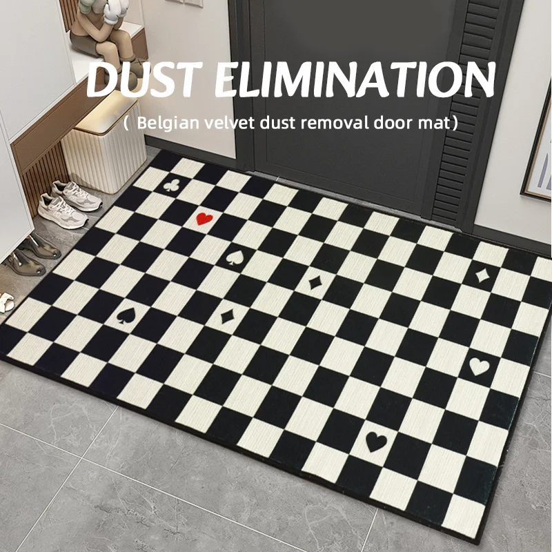 Commercial Custom Printed Black White Plaid Carpet Entrance Floor Mat Door Mat Rugs for Home Decor Hotel