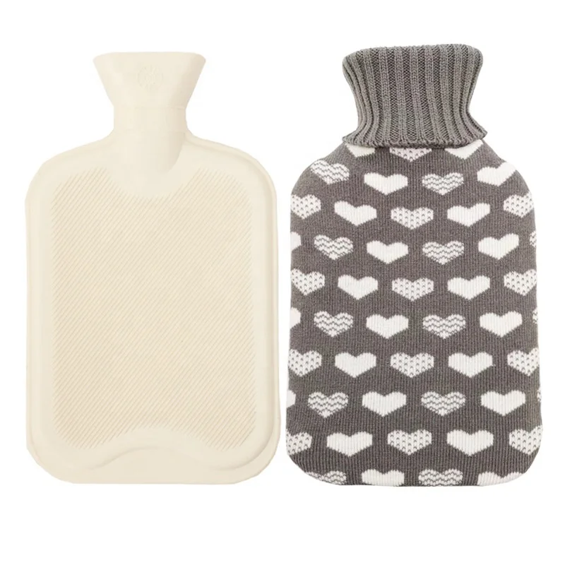 Бутылка для горячей воды с мягким рождественским вязаным чехлом 2000 мл большая сумка облегчения боли грелка рук и ног