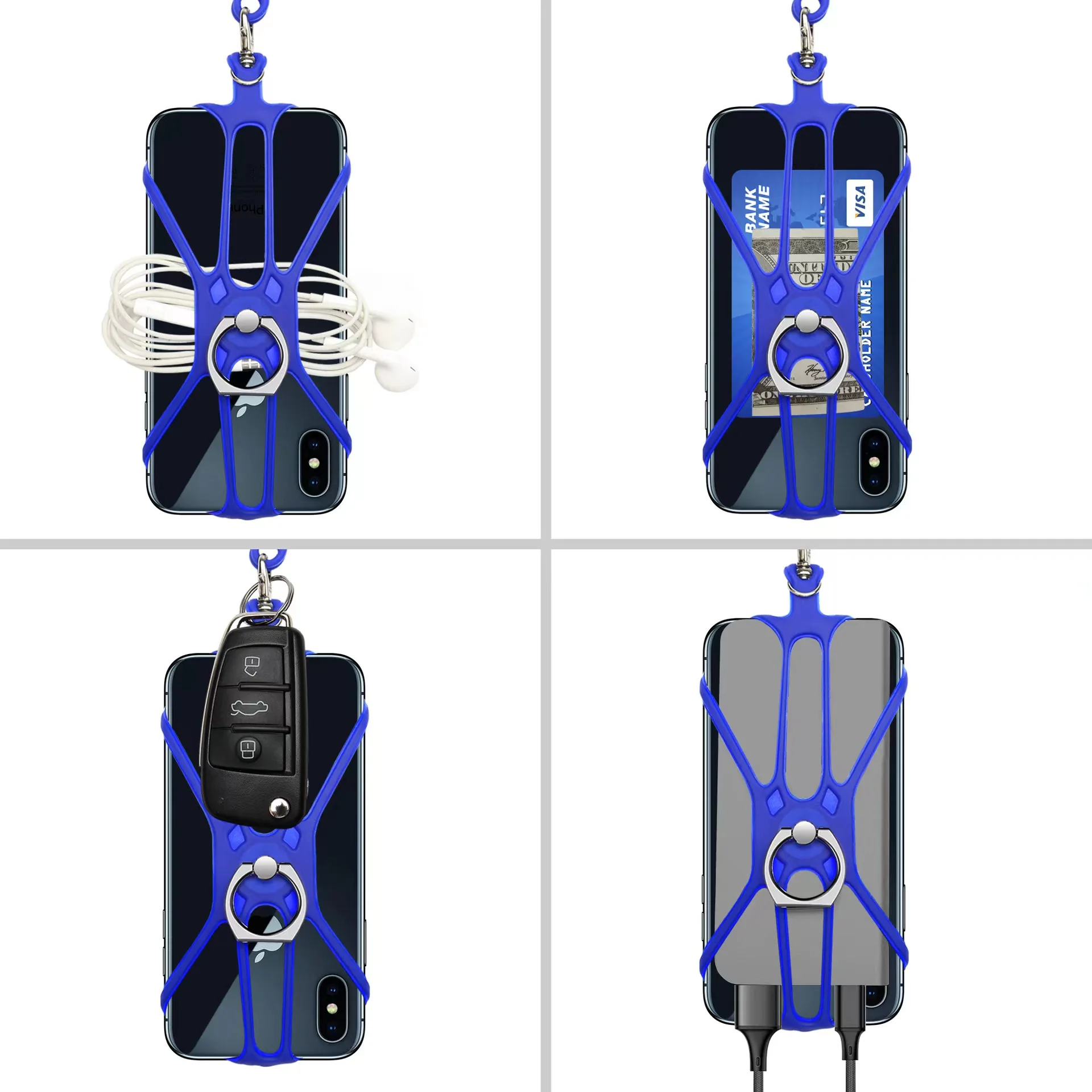 BSBH Hot Sale Multifunctional Silicone Rubber Cell Phone Lanyard Strap