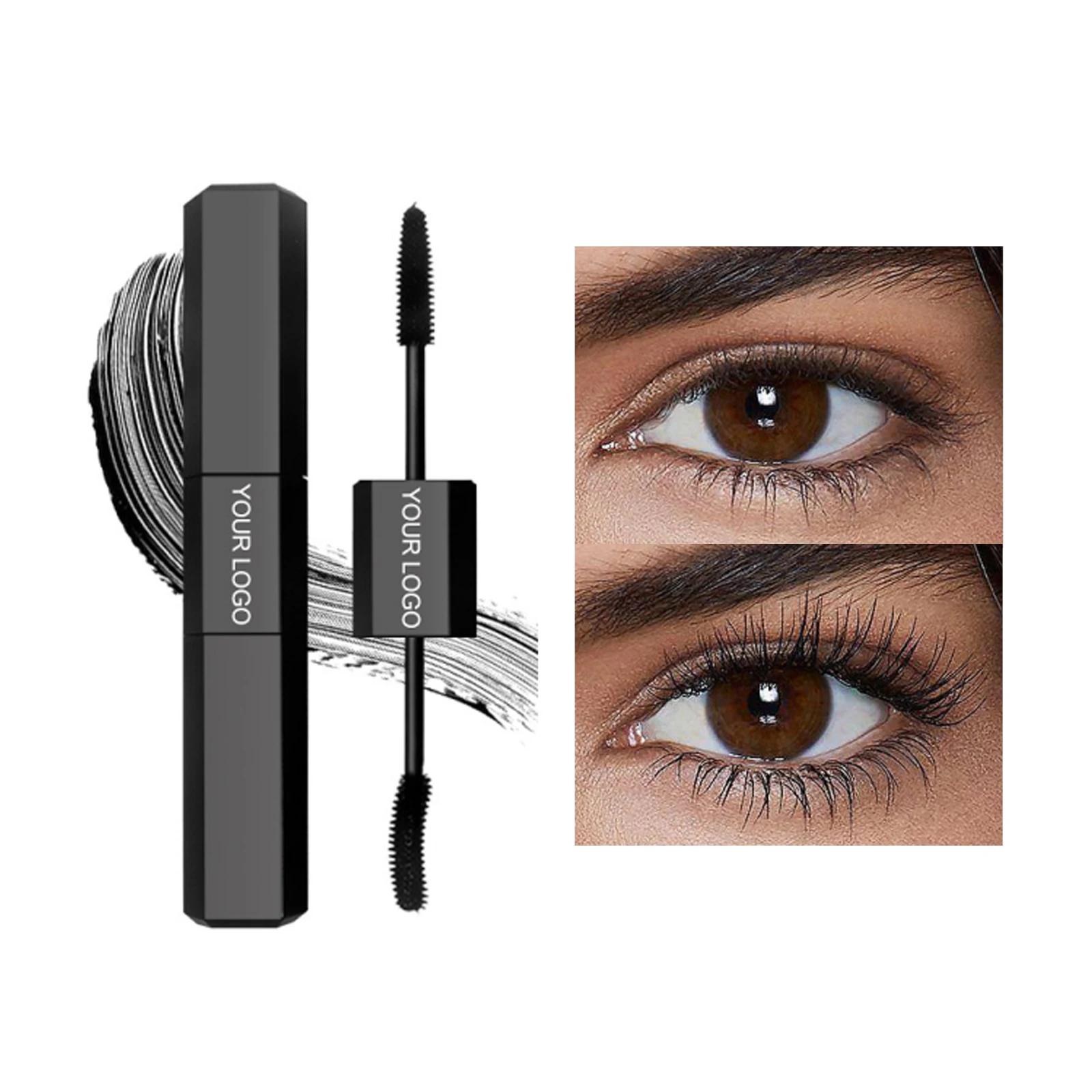 New  Mascara  with your own logo  Black Mascara  waterproof  Smooth  Long lasting  2 in  1 Mascara