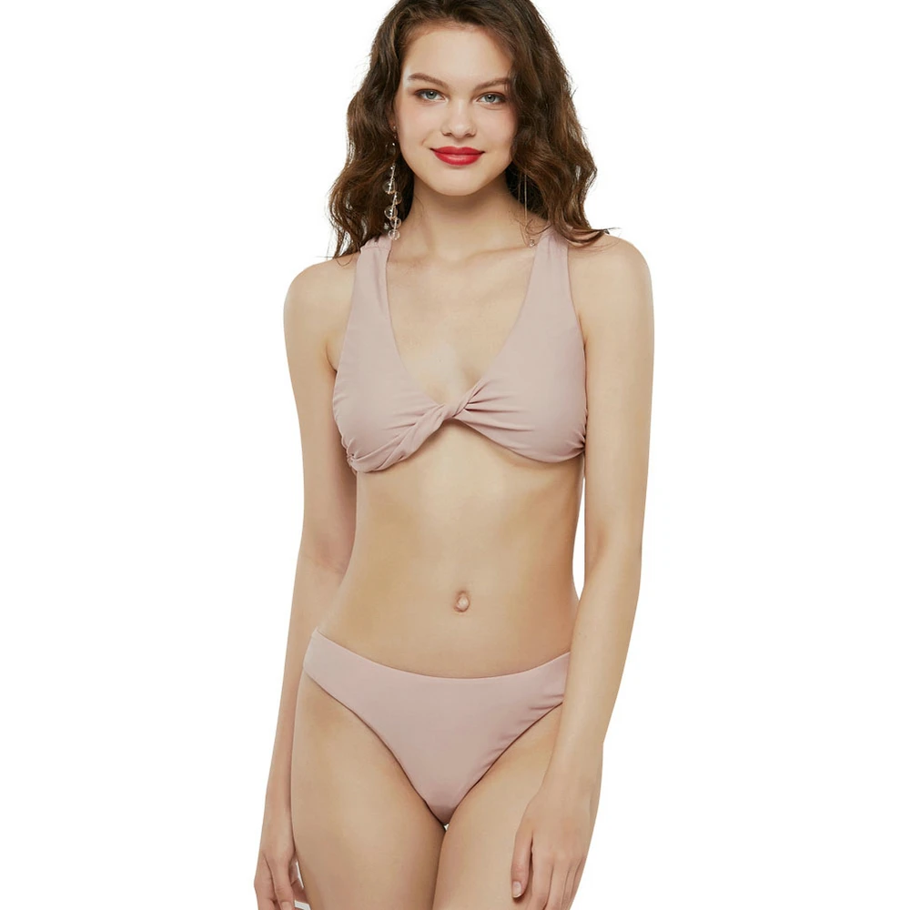 Sheer pink brazilian cross bandage women bikini set sexy triangle thong two piece swimsuit female beachwear biquini swimwear