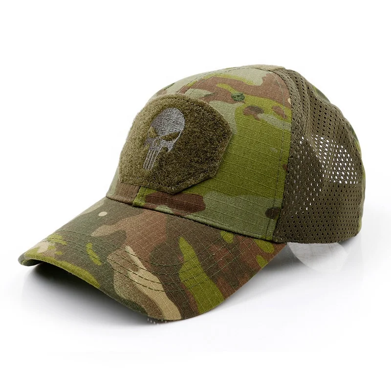 Cheap Baseball Snapback Camouflage Style Breathable Mesh Custom Skull New Men Outdoor Base 100% Cotton Mili Hat