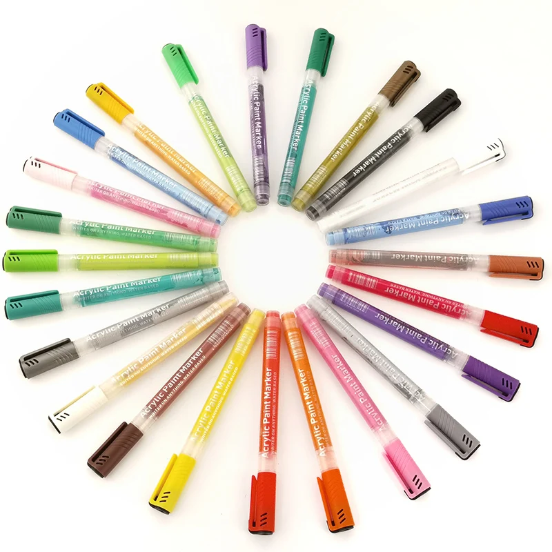 Water based 24 colors  Fine tip Acrylic Paint markers art Markers for DIY