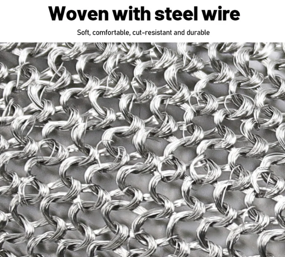 Food Grade Stainless Steel Chainmail Gloves Cut Resistant Kitchen gloves for Cleaning fish Meat Cutting Wood Carving
