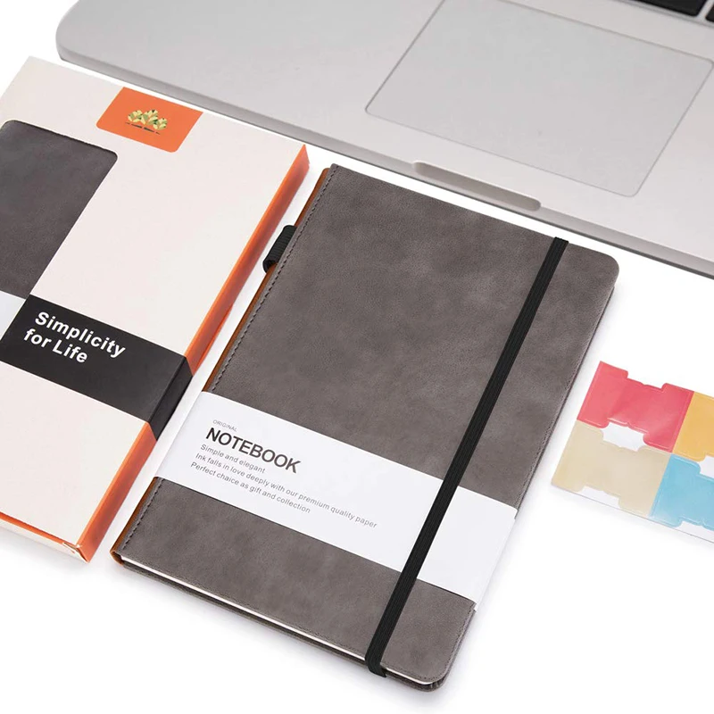 High Quality A5 Business Engraved Leather Bound Plain Journal Notebook with A Pen Loop