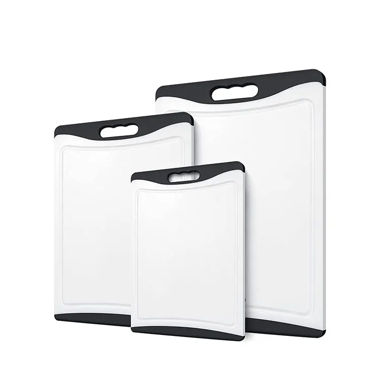 Extra Large Plastic Cutting Board for Kitchen Dishwasher Chopping Board Set of 3 with Juice Grooves, Easy Grip Handle