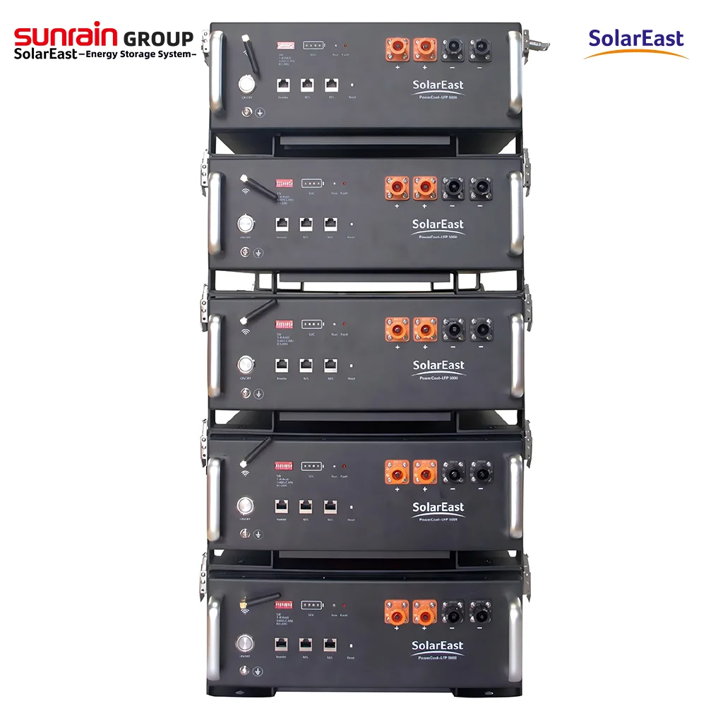 Стеллаж Sunrain 10 лет гарантии 51.2V102Ah 5Kwh масштабируемый до 50Kwh Аккумулятор LiFePO4 для бытовых литиевых батарей