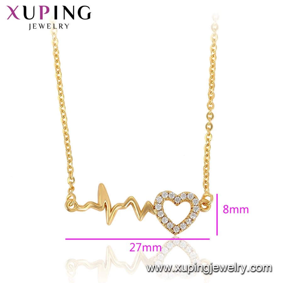 46107 xuping модные золотые ожерелья 24k позолоченные циркониевые в форме