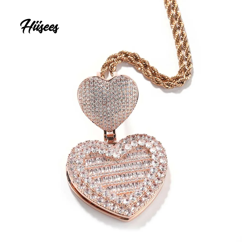 Hip Hop Personalized Custom Picture Necklace Memory Medallion Sublimation Photo Necklace Ice Out Pendant