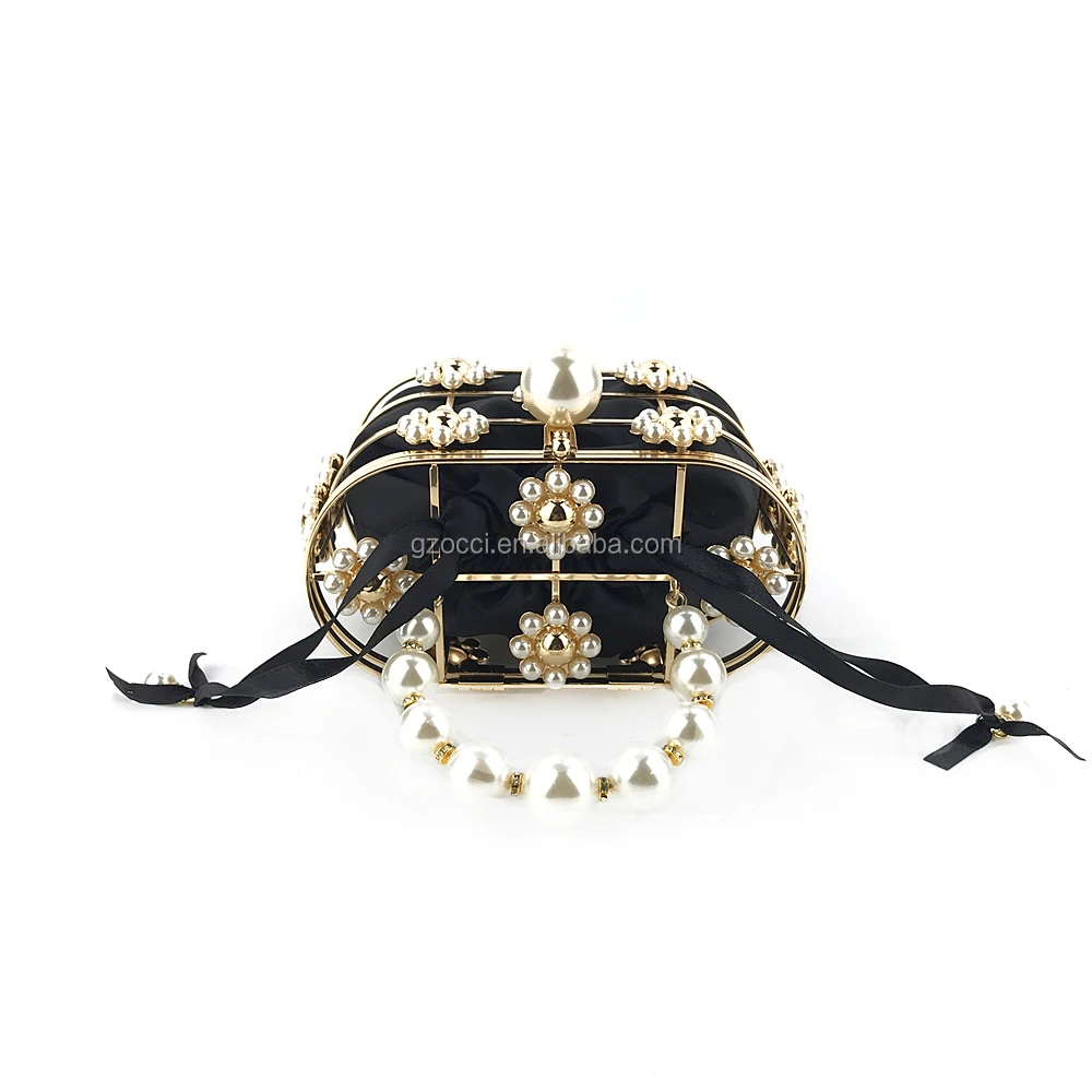 
Factory tredy beaded handbags metal frame clutch OC4131 