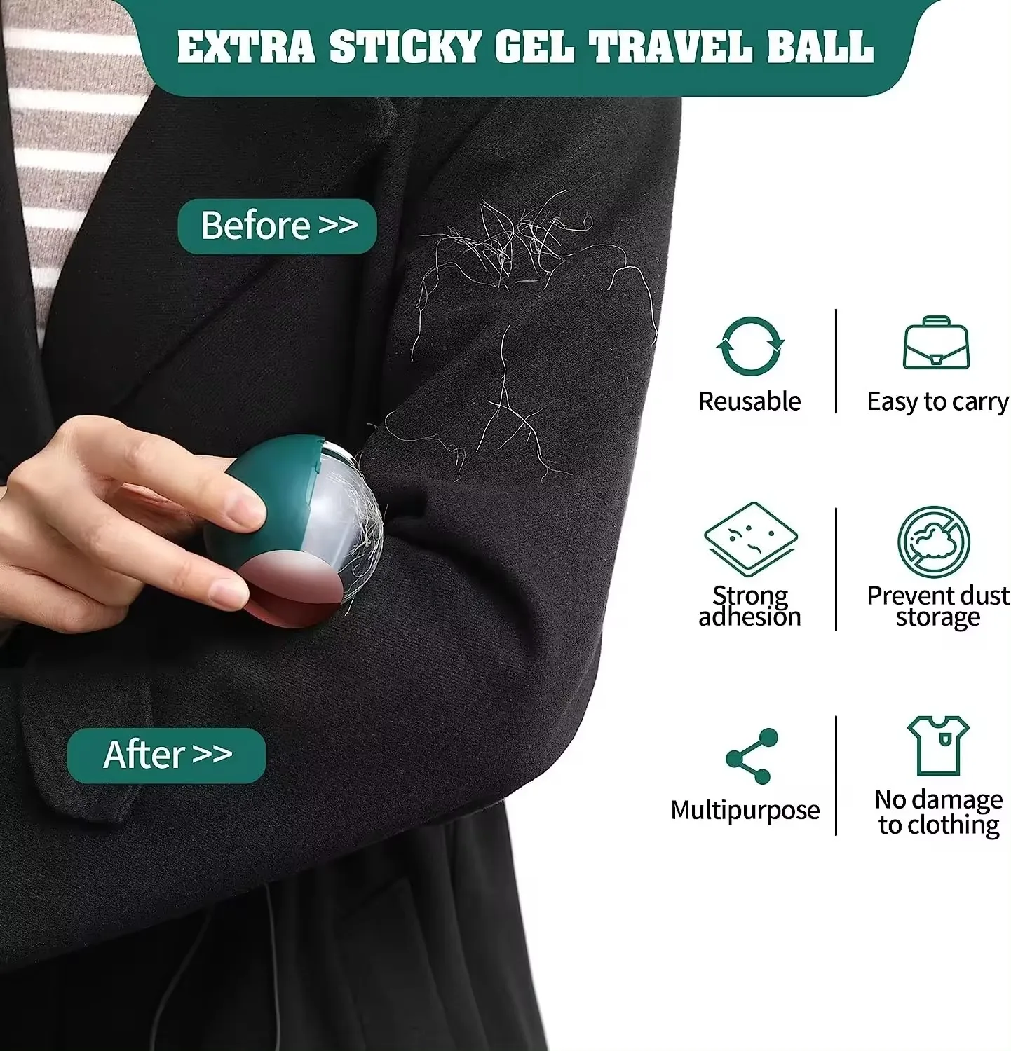 ODM/OEM Washable Sticky Lint Roller Ball Brush Cleaning Clothes with Cover Hair Remover Adhesive