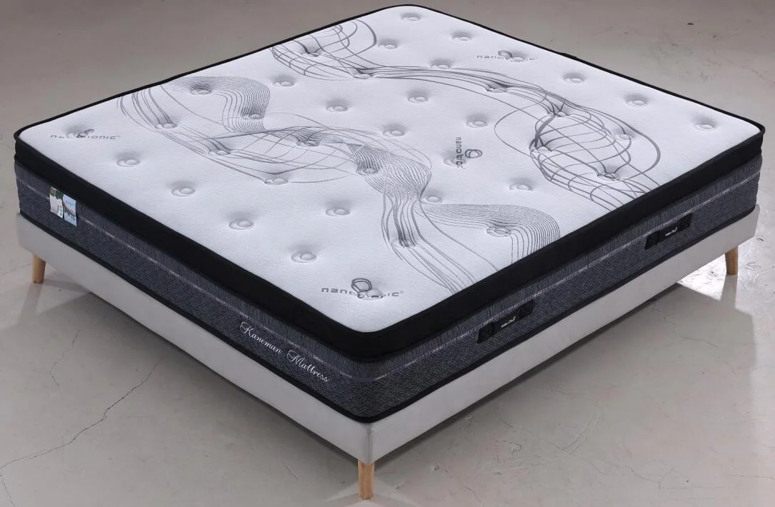 Classic  euro  top 10 inch pocket  spring mattress with natural latex  vacuum roll in print carton  box