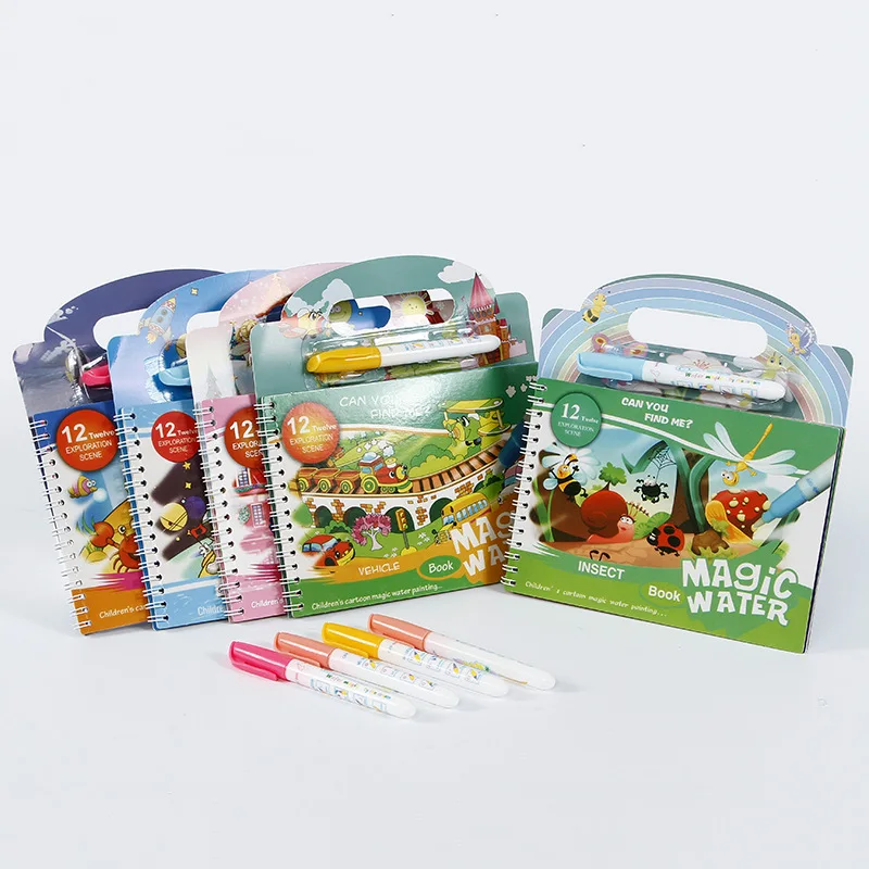 Toys 2022 Popular Educational Cheap Wholesale Doodler Magic Water Drawing Book Coloring with Pen Reusable Coloring Book