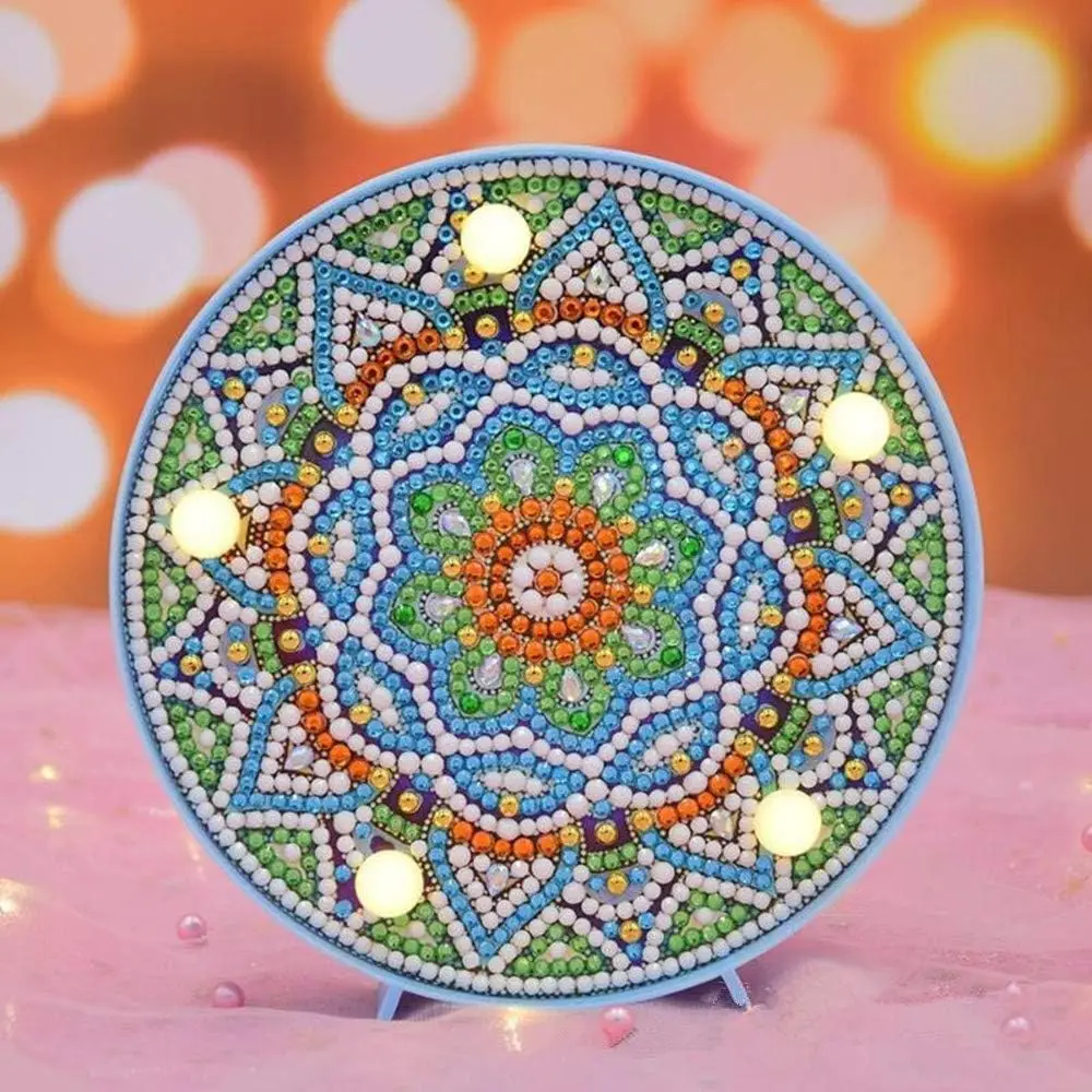 Diamond painted mandala with LED night light DIY handmade artwork 5D full diamond crystal drawing set