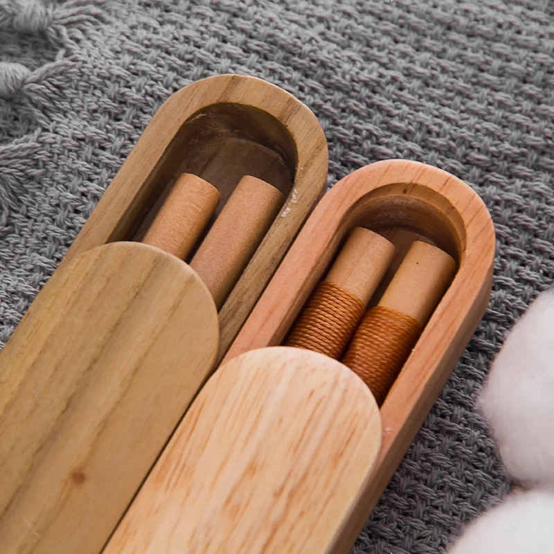 Custom Travel mini chopstick box Pure wood portable chopsticks with case