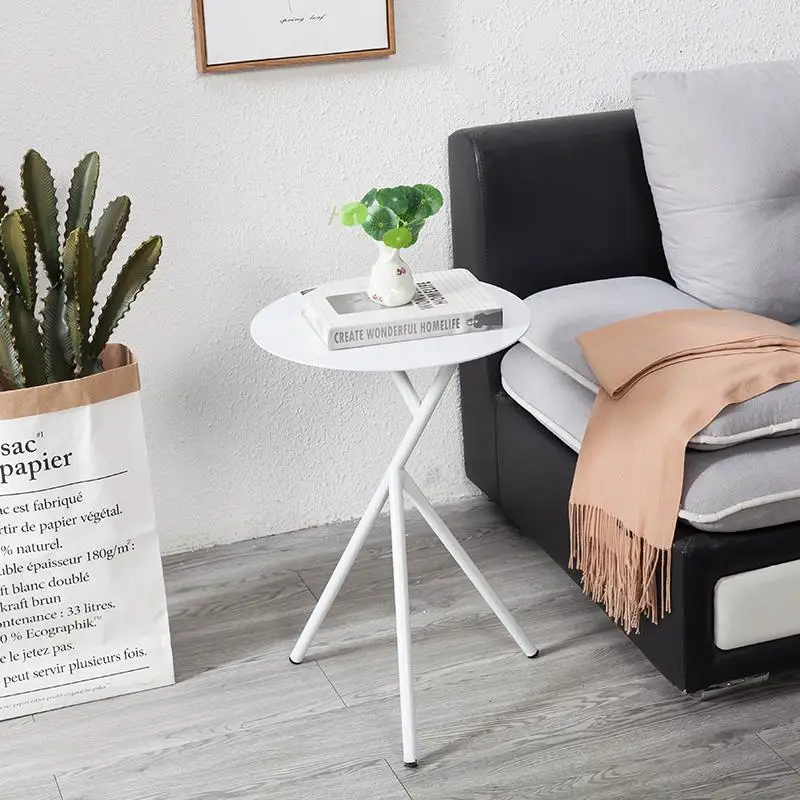 
Nordic modern contracted sofa aureate iron art head of a bed round side table metal end table black bedroom 