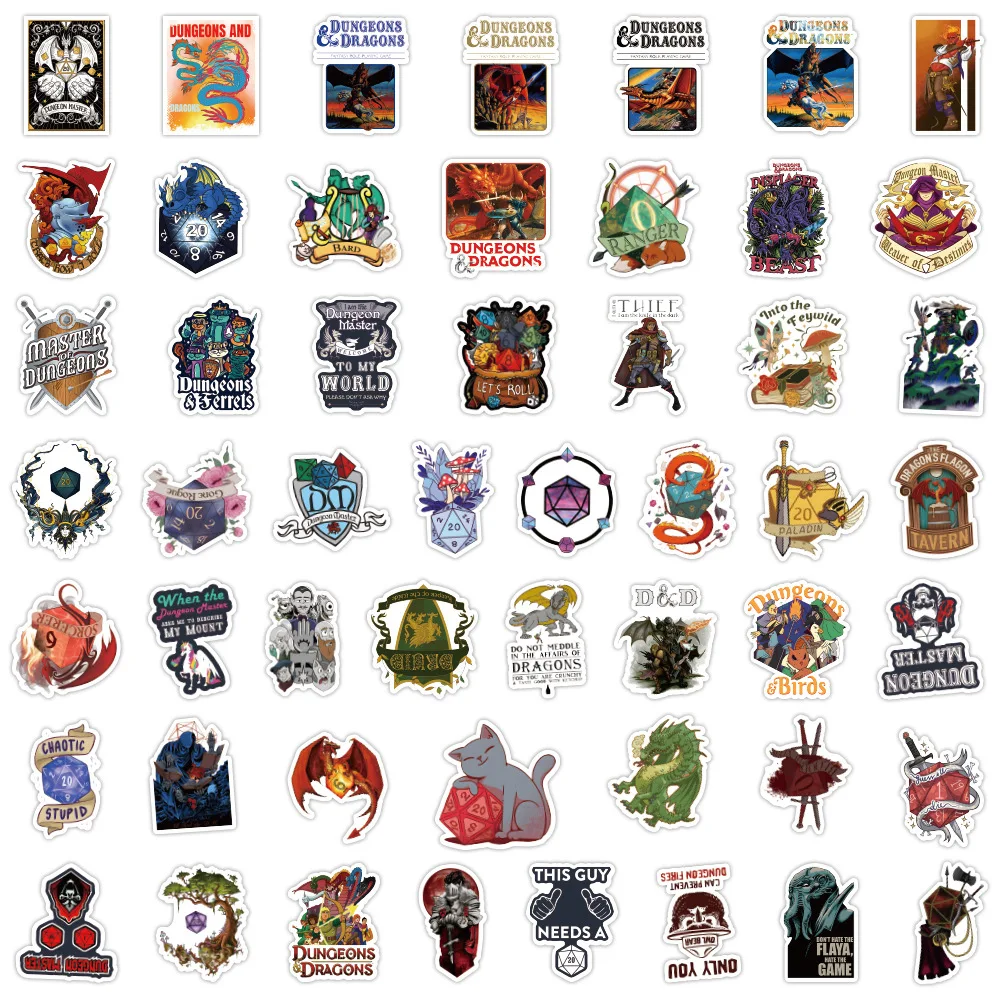 WOWEI 100pcs Dungeons and Dragons Stickers Aeshteic Anime Stickers for Teens Laptops Vinyl Waterproof Decals