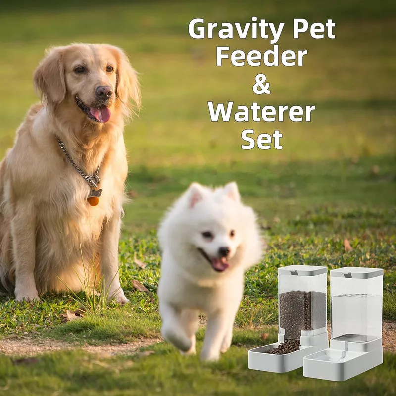 Factory Wholesale Gravity Pet Feeder and Water Dispenser High Capacity Automatic Dog Cat Feeders for Indoor Cats