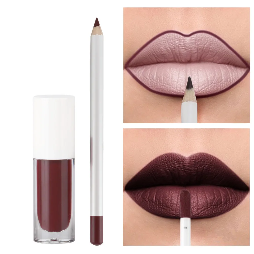 2Pcs Lipstick And Lip Liner Set Multicolor 20Color Lip Liner Creamy Waterproof Private Label Lips Gloss Matte