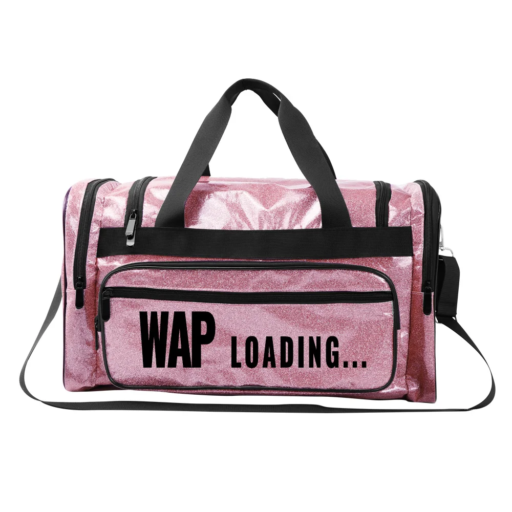 Wholesale spend a night bag overnight bling duffle handbag dry and wet Travel private label luxury glossy women spennanight bag