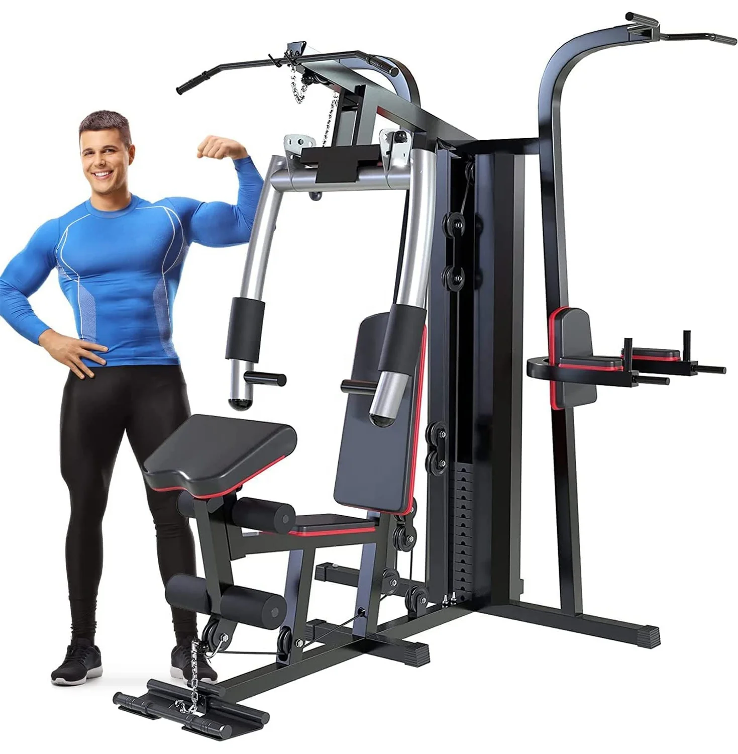 Fit Bench Fitness Equipment Home Gym 2 Side Station Multi-function Body Building Exercise Gym Equipment Machine