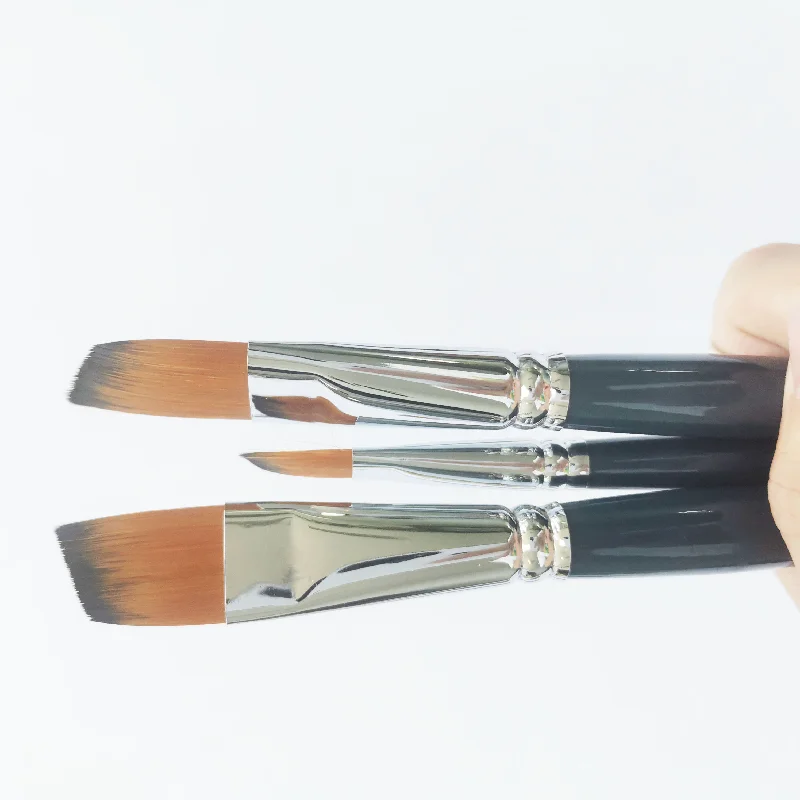 3pcs nylon hair oil painting brush professional artists painting brushes set professional angle brush