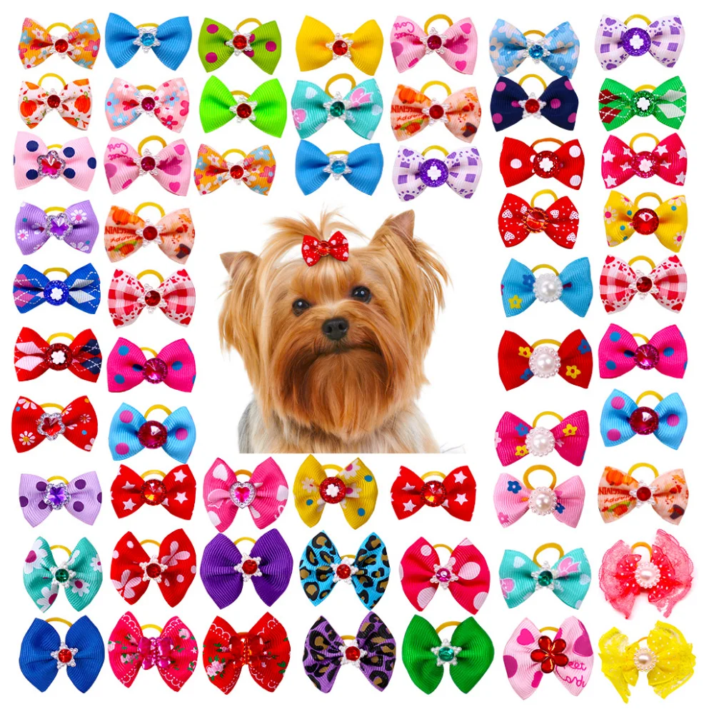 Floral Dog Hair Bow Pet Grooming Bow Factory Wholesale Christmas Opp Bag Fashion Hair Accessories Sustainable Winter Accessories
