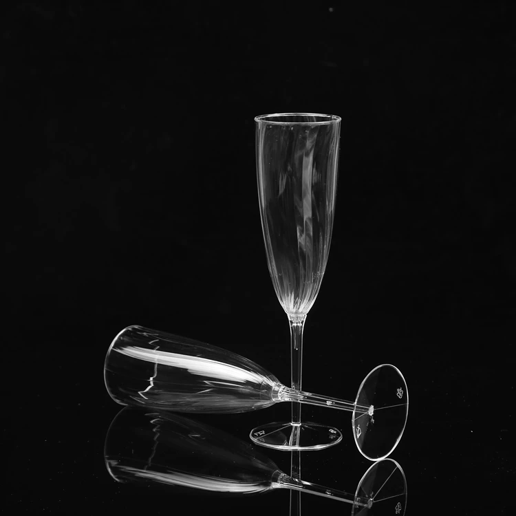 
6 Oz Disposable Recycled Plastic Champagne Flutes, Transparent Plastic Champagne Flute customized plastic wine glass 