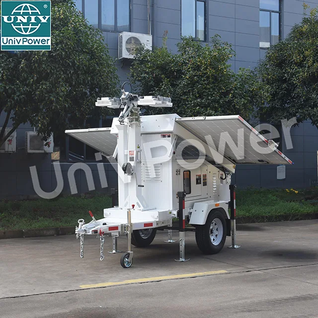 4*100W 6m manual type mobile trailer solar light tower