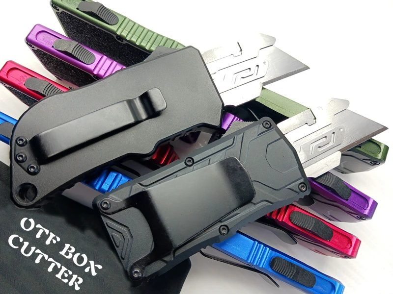 Aluminum Alloy Shell 5 Extra Blades Automatic OTF Wholesale Price Utility Knife Box Cutters