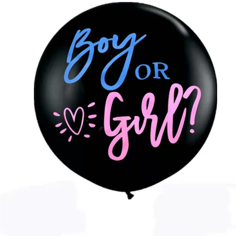 Gender Reveal Party Supplies Set with Pink and Blue Confetti Packs for Boy or Girl 36 inch Large Black Balloon