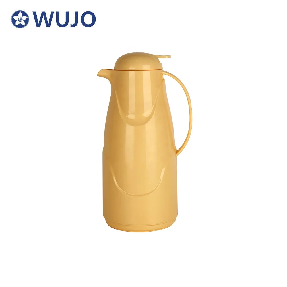 Magfrasco 1L 1.9l yellow plastic thermal insulated coffee & tea sets with glass liner