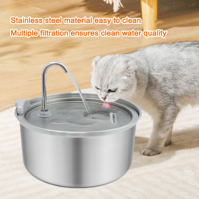 High Quality Wholesale Custom Cheap 304 Stainless Steel Automatic Pet Feeder Cat Water Drinking Fountain