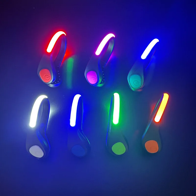 USB Charging Night Gear RGB Strobe and Steady Color Flash Mode Safety Shoe Clip Lights for Running, Jogging, Walking, Biking