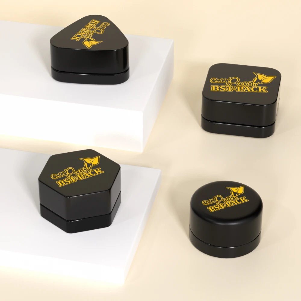 3ml 5ml 7 ml 9ml 1 gram 5g square hexagon airtight Glass Jars concentrate glass jars Low Profile Wax rosin thick bottom jars