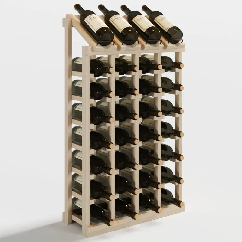 Solid Pine Material Foldable Wine Storage Rack Stackable 32 Bottles Wooden