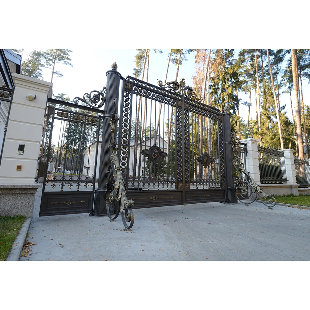 HUAART Professional Customized Turkey Gatehouse Security Door Wrought Iron Gate Main Gate Design
