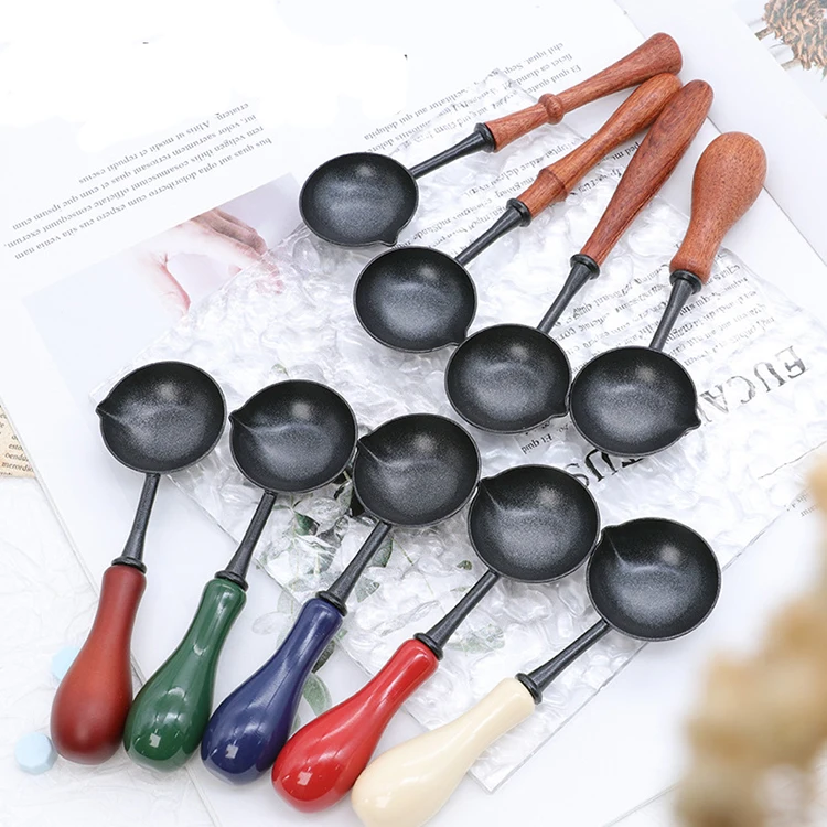 Sealing Wax Non-stick Spoon Wood Handle Seal Stamp Wax Bead Tablet Melting Burning for Wedding Parties Invitations Presents