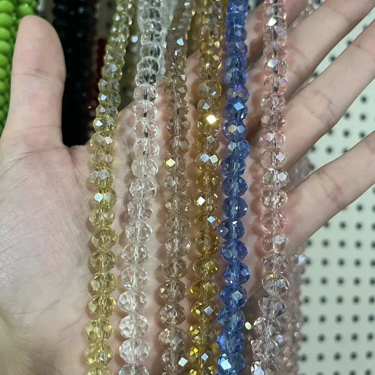 High Quality Bestone 6*8 mm Glass Beads AB Color Faceted Bicone Glass Crystal Beads DIY Loose Beads