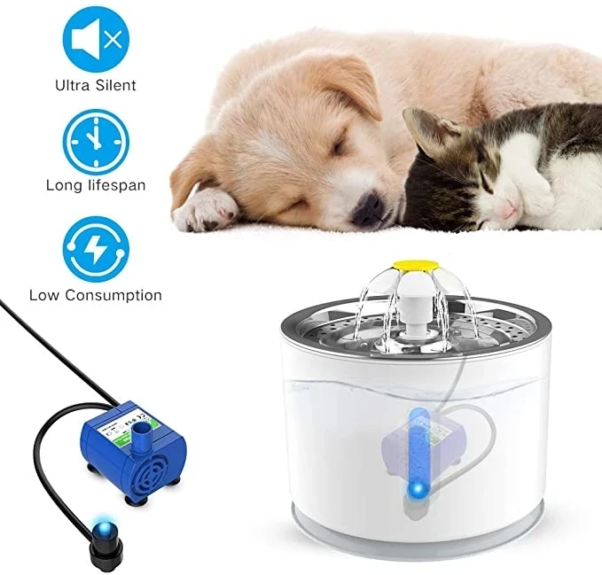 Automatic Electric Water Motor With Led Swan White New Drinking Pet Watee Fountain