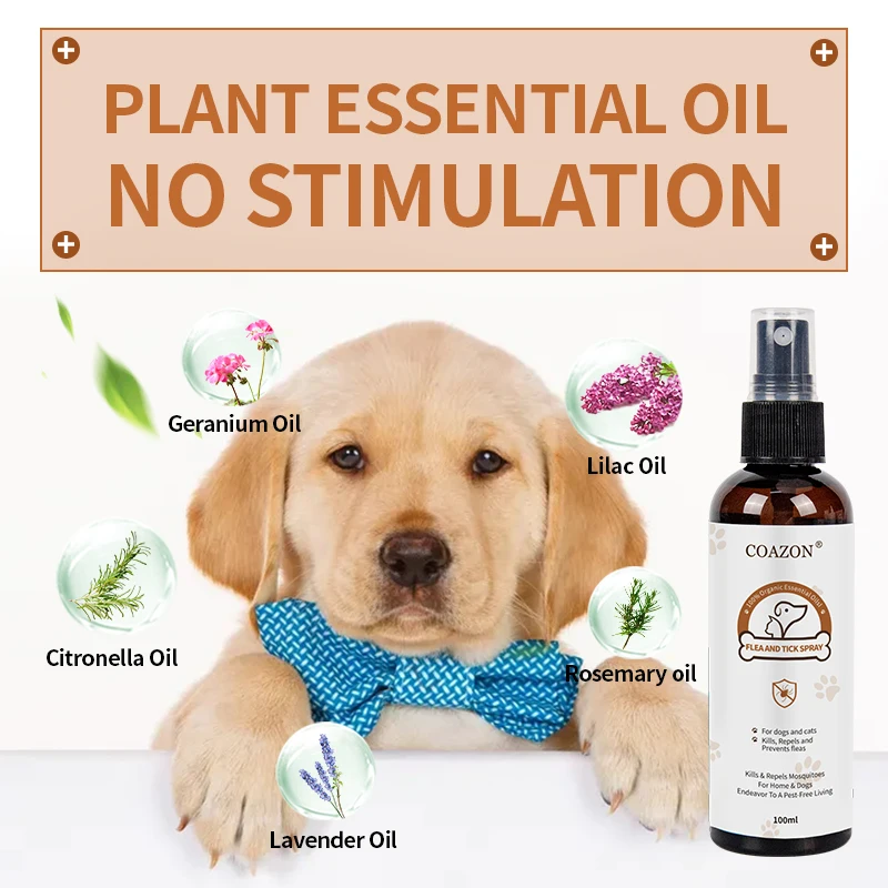 Flea Repellent 100% Organic Flea and Tick Control Spray for Dogs kills eggs and larva private label