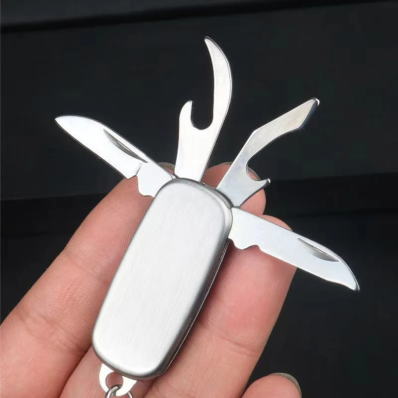 Promotional Gifts EDC Multi Tools Custom Logo 4 in 1 Mini Multi Functional Tool  Metal Key Chain Gadget Item Multitool
