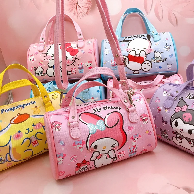 Best-selling custom Sanrio Kids My Melody Katie Black Rice PU leather crossbody bag