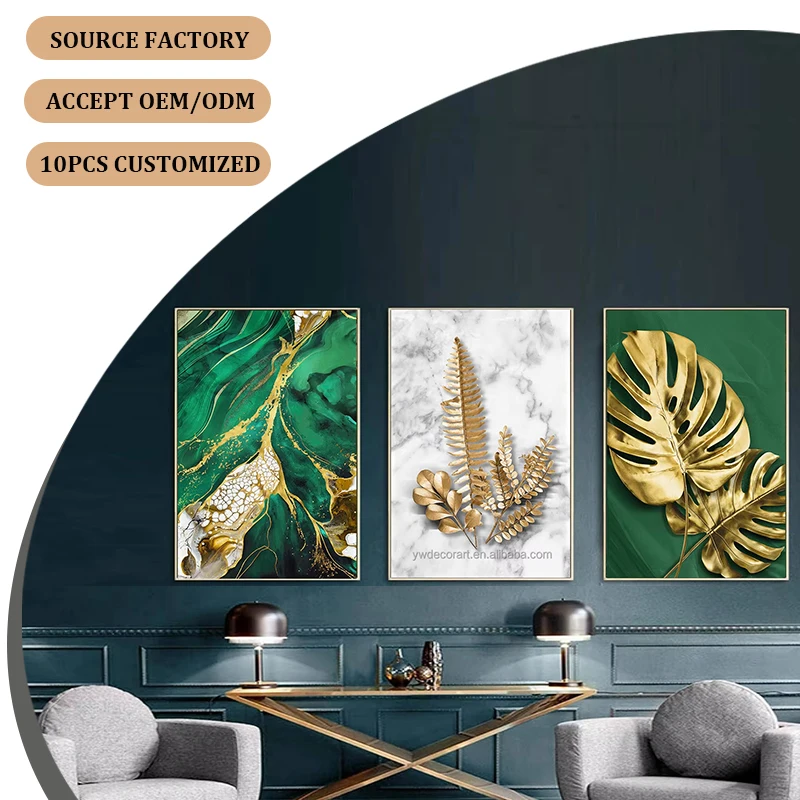 Wholesale Price Natural Delicate Golden Leaf Wall Art Digital Printed Canvas Painting For Wall Decor